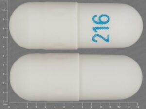 Gabapentin 100mg, Ascend Laboratories, 216 Pill - white capsule/oblong, 14mm