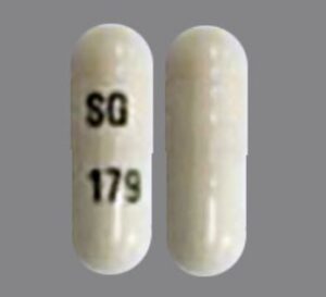 Gabapentin 100 mg ScieGen Pharmaceuticals SG 179 Pill - white capsule/oblong, 16mm